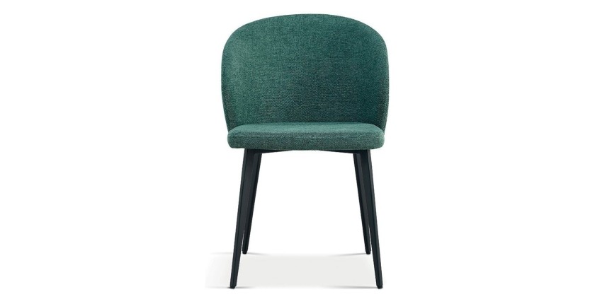 Chaise revêtement tissu pour salle à manger coloris vert. Collection HARDIN