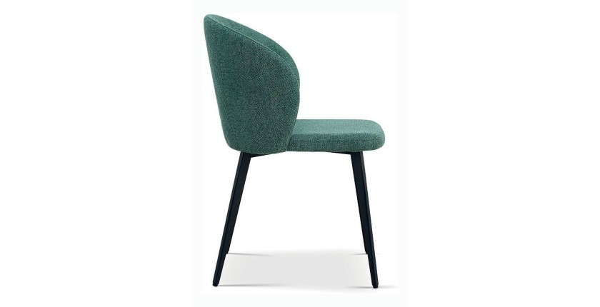 Chaise revêtement tissu pour salle à manger coloris vert. Collection HARDIN