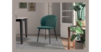 Chaise revêtement tissu pour salle à manger coloris vert. Collection HARDIN