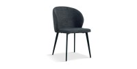 Chaise revêtement tissu pour salle à manger coloris gris foncé. Collection HARDIN