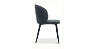 Chaise revêtement tissu pour salle à manger coloris gris foncé. Collection HARDIN