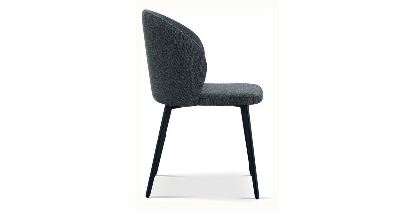 Chaise revêtement tissu pour salle à manger coloris gris foncé. Collection HARDIN