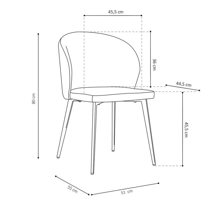 Chaise revêtement tissu pour salle à manger coloris gris foncé. Collection HARDIN