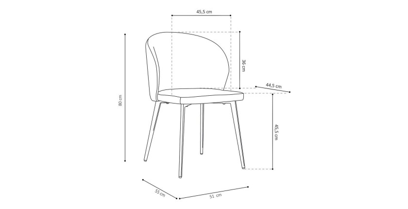 Chaise revêtement tissu pour salle à manger coloris gris foncé. Collection HARDIN
