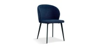 Chaise revêtement tissu pour salle à manger coloris bleu. Collection HARDIN