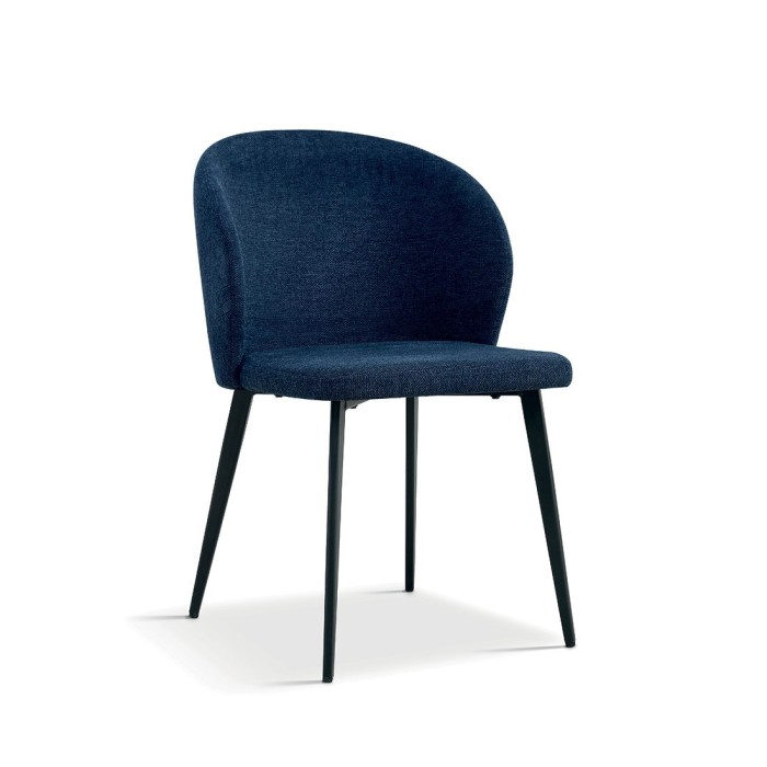 Chaise revêtement tissu pour salle à manger coloris bleu. Collection HARDIN