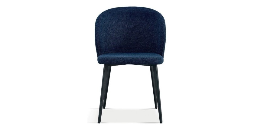Chaise revêtement tissu pour salle à manger coloris bleu. Collection HARDIN