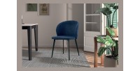 Chaise revêtement tissu pour salle à manger coloris bleu. Collection HARDIN
