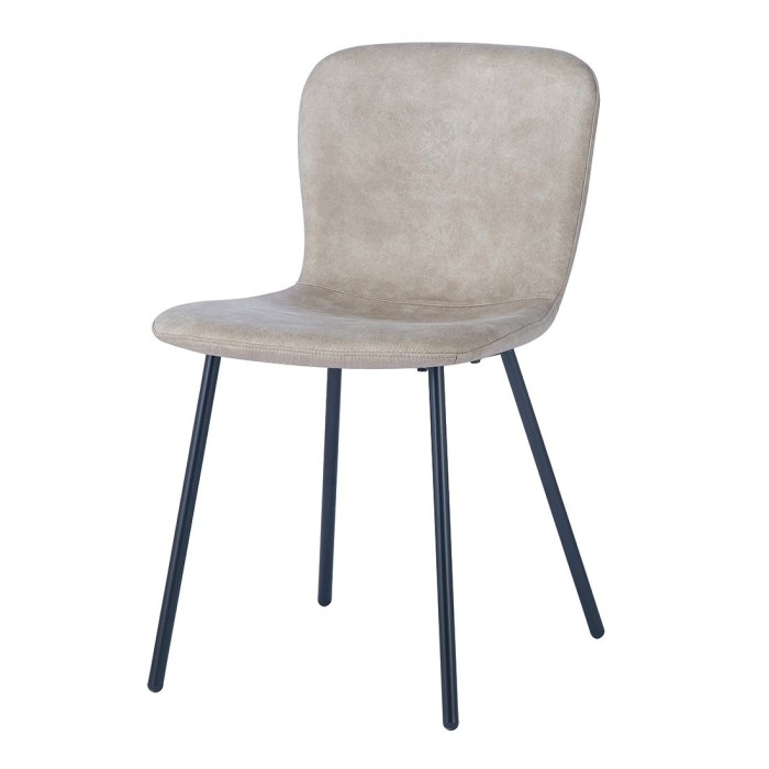 Chaise cuir PU pour salle à manger coloris beige. Collection ALCAN