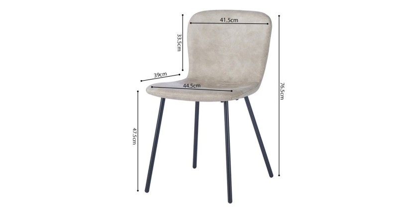 Chaise cuir PU pour salle à manger coloris beige. Collection ALCAN