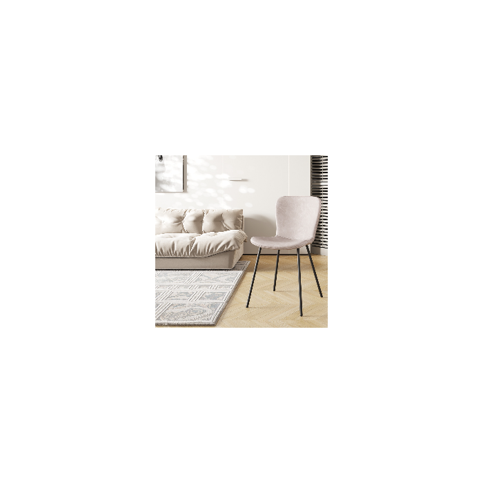 Chaise cuir PU pour salle à manger coloris beige. Collection ALCAN
