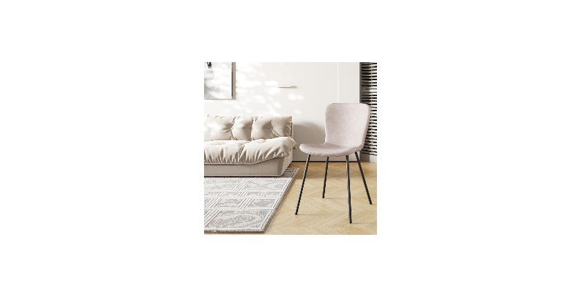 Chaise cuir PU pour salle à manger coloris beige. Collection ALCAN