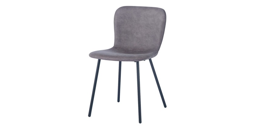 Chaise cuir PU pour salle à manger coloris taupe. Collection ALCAN