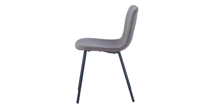 Chaise cuir PU pour salle à manger coloris taupe. Collection ALCAN