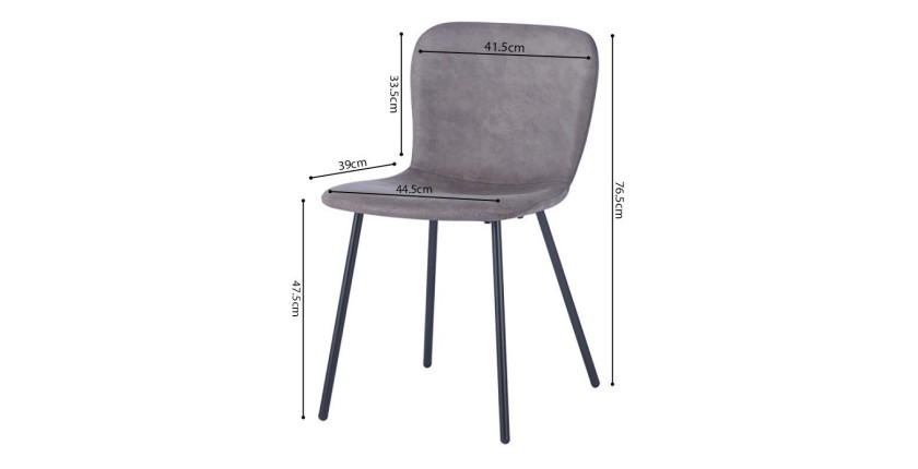 Chaise cuir PU pour salle à manger coloris taupe. Collection ALCAN