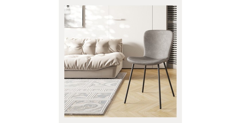 Chaise cuir PU pour salle à manger coloris taupe. Collection ALCAN
