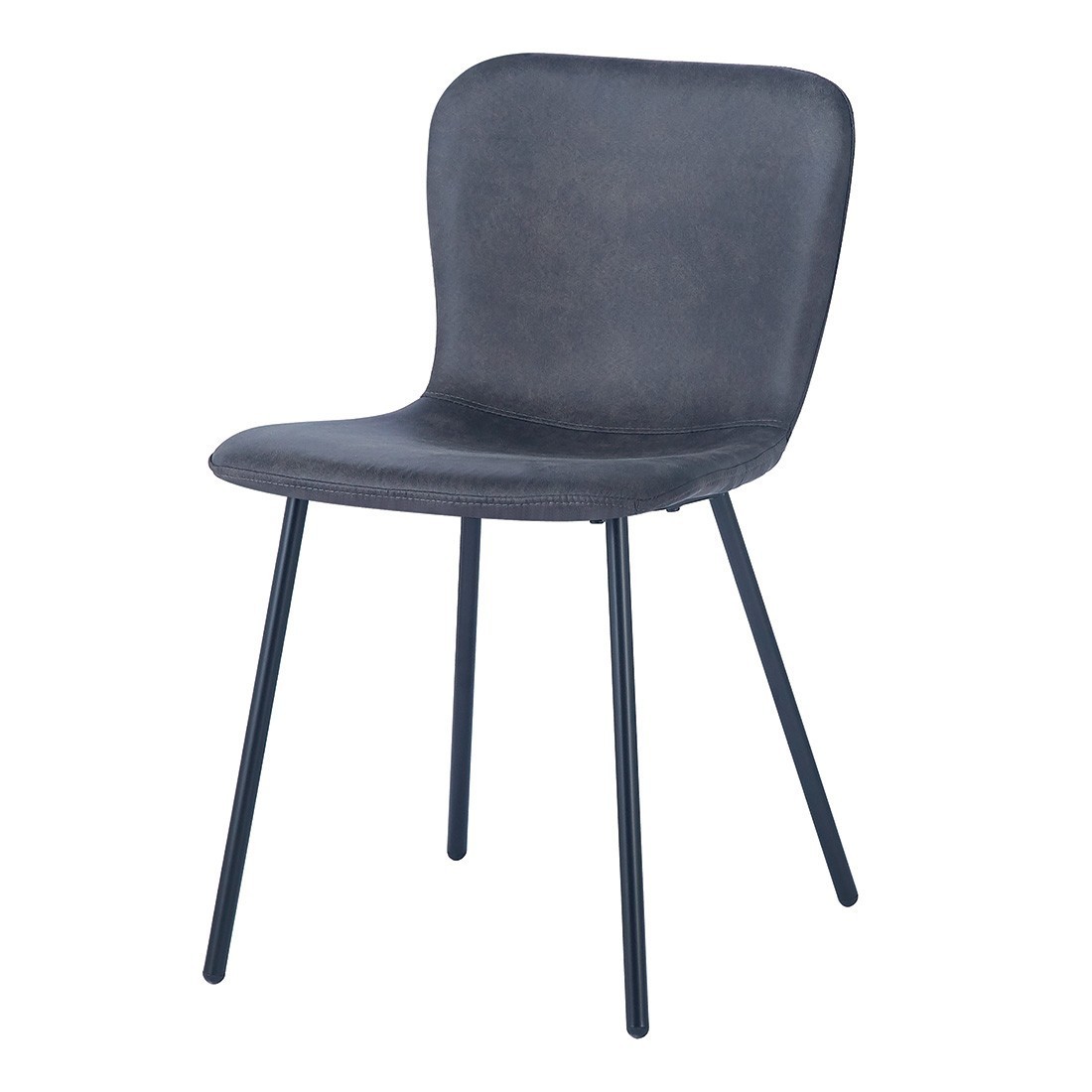 Chaise cuir PU pour salle à manger coloris gris foncé. Collection ALCAN