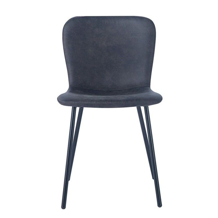 Chaise cuir PU pour salle à manger coloris gris foncé. Collection ALCAN