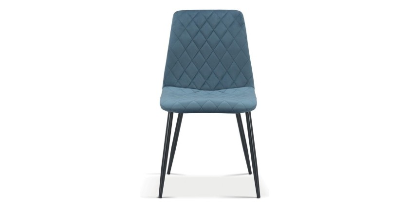 Chaise en velours bleu pour salle à manger. Collection GRAZ