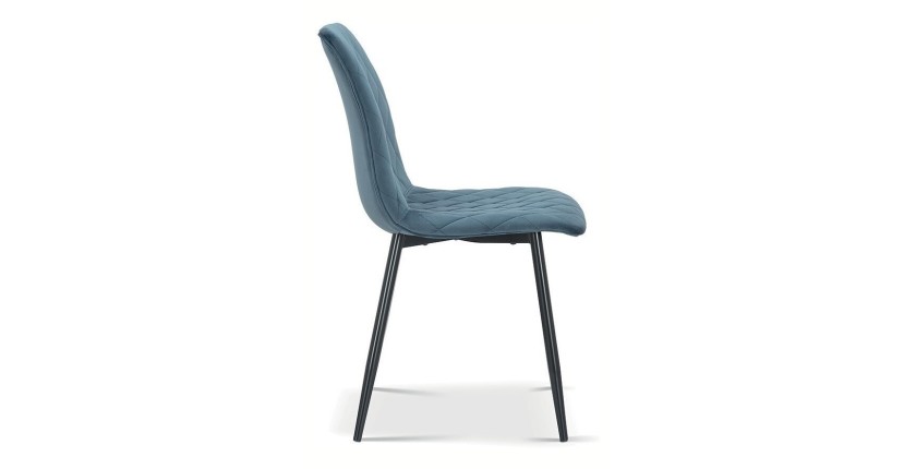Chaise en velours bleu pour salle à manger. Collection GRAZ