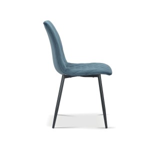 Chaise en velours bleu pour salle à manger. Collection GRAZ