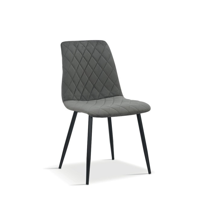 Chaise en velours gris pour salle à manger. Collection GRAZ