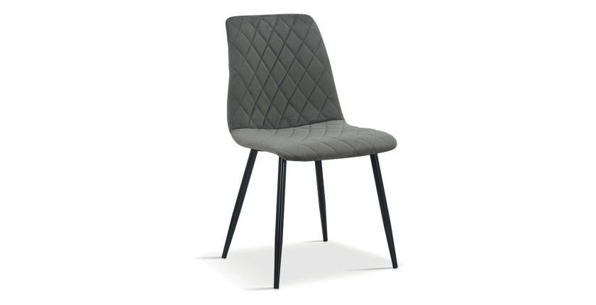 Chaise en velours gris pour salle à manger. Collection GRAZ
