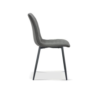 Chaise en velours gris pour salle à manger. Collection GRAZ