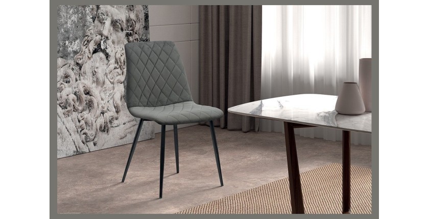 Chaise en velours gris pour salle à manger. Collection GRAZ