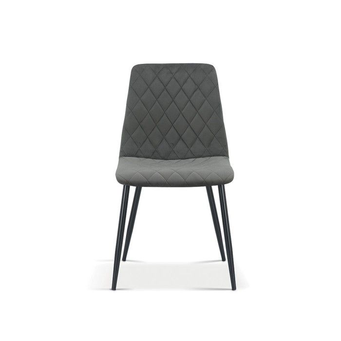 Chaise en velours gris pour salle à manger. Collection GRAZ