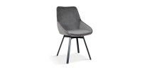 Chaise pivotante en velours gris pour salle à manger. Collection KIRU