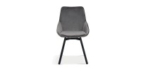 Chaise pivotante en velours gris pour salle à manger. Collection KIRU
