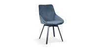 Chaise pivotante en velours bleu pour salle à manger. Collection KIRU