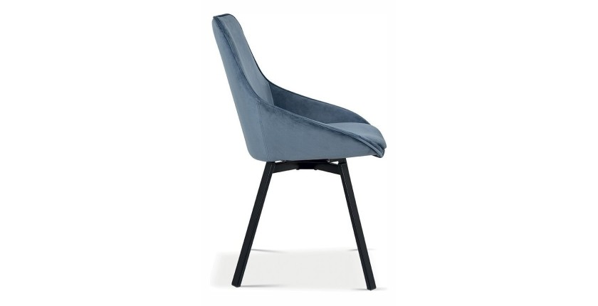 Chaise pivotante en velours bleu pour salle à manger. Collection KIRU