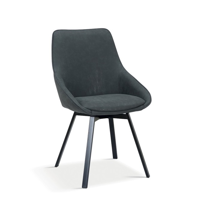 Chaise pivotante PU gris foncé pour salle à manger. Collection KIRU