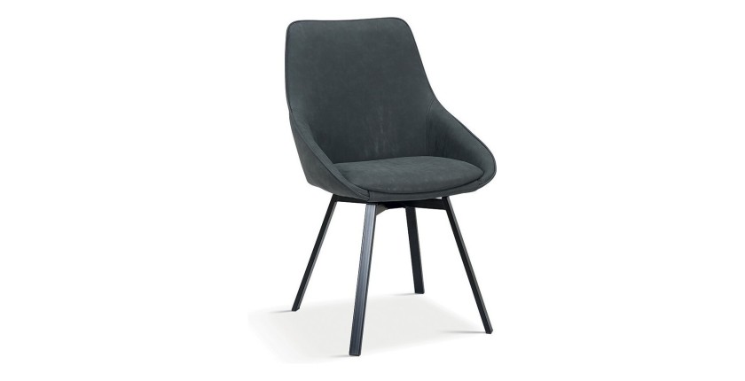 Chaise pivotante PU gris foncé pour salle à manger. Collection KIRU