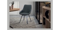 Chaise pivotante PU gris foncé pour salle à manger. Collection KIRU
