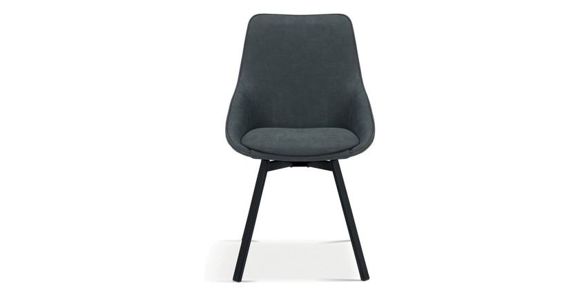 Chaise pivotante PU gris foncé pour salle à manger. Collection KIRU