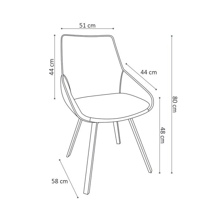 Chaise pivotante PU gris foncé pour salle à manger. Collection KIRU
