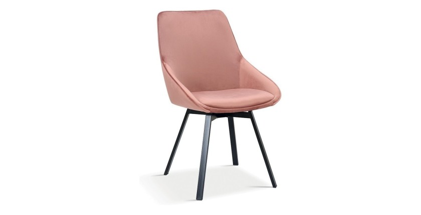Chaise en velours rose pour salle à manger. Collection KIRU