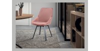 Chaise en velours rose pour salle à manger. Collection KIRU