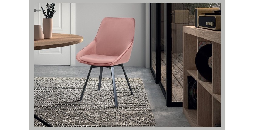 Chaise en velours rose pour salle à manger. Collection KIRU