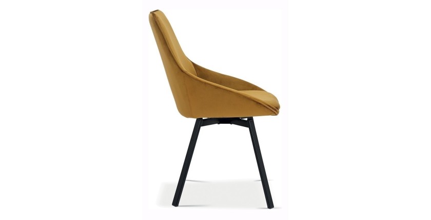 Chaise pivotante en velours or pour salle à manger. Collection KIRU