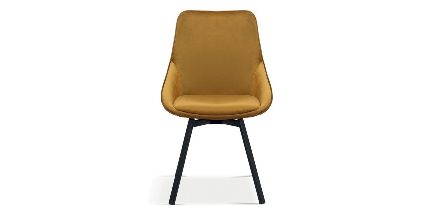 Chaise pivotante en velours or pour salle à manger. Collection KIRU