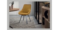 Chaise pivotante en velours or pour salle à manger. Collection KIRU