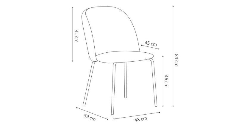 Chaise en velours beige pour salle à manger. Collection NOUMEA