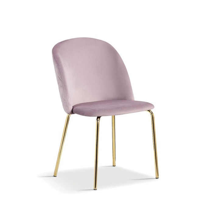 Chaise en velours rose pour salle à manger. Collection NOUMEA