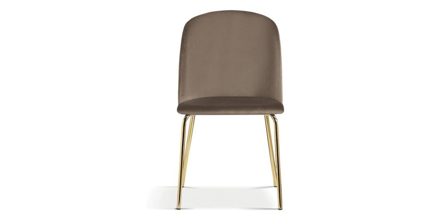 Chaise en velours brun pour salle à manger. Collection NOUMEA
