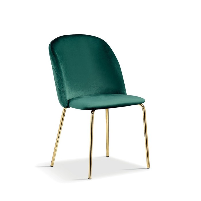 Chaise en velours vert pour salle à manger. Collection NOUMEA