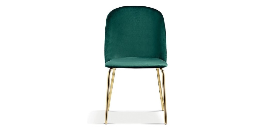 Chaise en velours vert pour salle à manger. Collection NOUMEA